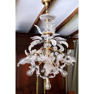 Murano Crystal And Brass Chandelier Late Nineteenth Early Twentieth.  
