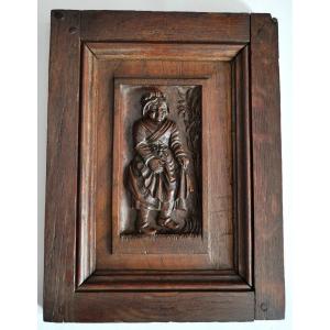Carved Wooden Panel With Character Decor
