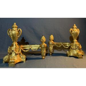 Beautiful Pair Of Louis XVI Chenet, French Work From The End Of The 18th Century