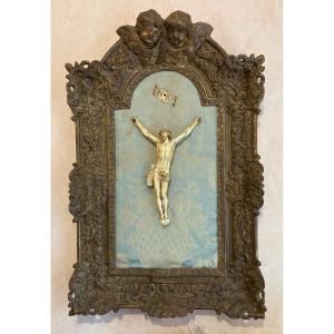 Christ In Carved Ivory In Its Frame, Louis XIV Period
