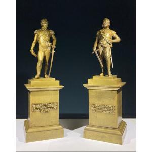 Alexandre Deheque Ciseleur, Henri IV & The Duke Of Berry, Statuettes Dated 1820