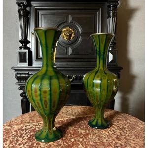 Pair Of Lithyaline Vases, Bohemian, Circa 1830