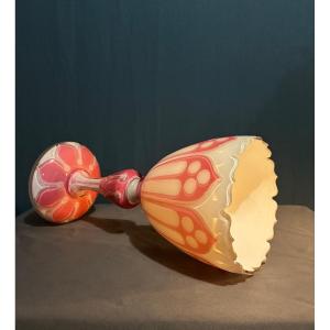 Large Overlay Crystal Chalice, Bohemian, Late 19th Century