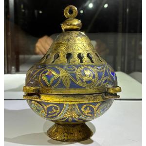 Gilt And Enameled Copper Incense Burner, France, 19th Century
