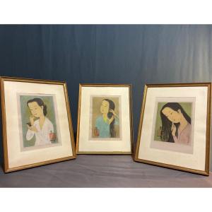 Rare Set Of Three Original Lithographs
