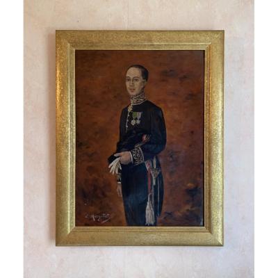 "lucien Margottet 1884-1950" Portrait Of Officer Around 1930