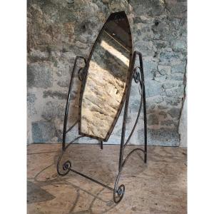 Charles Piguet Art Deco Wrought Iron Psyche Mirror