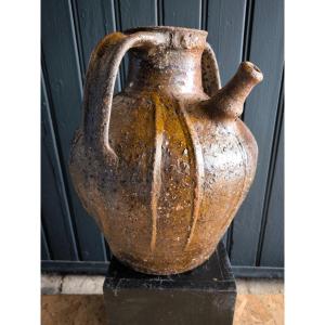 18th Century Pottery Walnut Oil Jar From Central France 