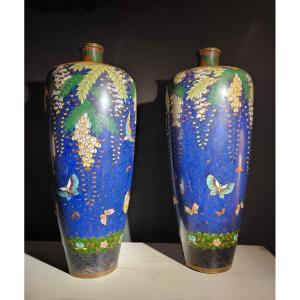 Pair Of Cloisonné Vases, Meiji Period, Japan