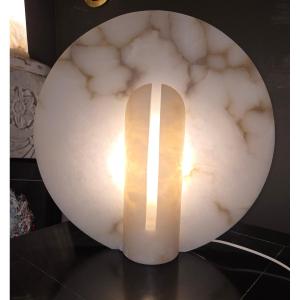 Pair Of Designer Alabaster Lamps 