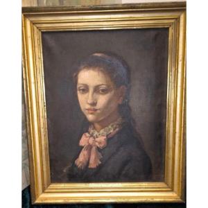 Portrait Painting Oil On Canvas Henry Cros
