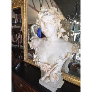 Art Nouveau Plaster Sculpture: Bust Of A Woman 