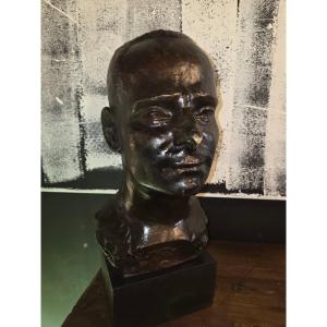 Bronze Head Sculpture By Gerard Vuerchoz