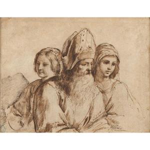 Clergyman And Two Priestesses. Follower Of Guercino