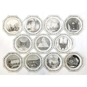 Freemasonry, Eleven Plates Creil 1810-1820