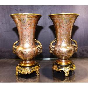Christofle Emile Reiber Pair Of Vases 1875