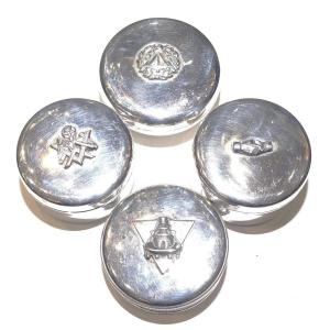 Free Masonry, Set Of Four Silver Metal Boxes.