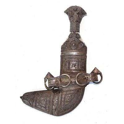 Sultanat Of Oman, Dagger, Kandjar In Silver, 20th