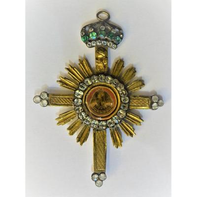 Franc Masonry Jewelry Rose Cross Knight In Vermeil Late 18th.