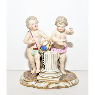 Meissen "children With A Parrot" 19th