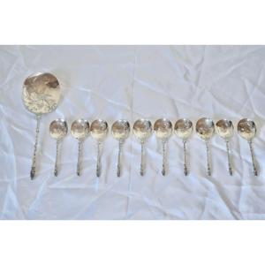 Japanese Ice Cream Service In Sterling Silver Art Nouveau Period
