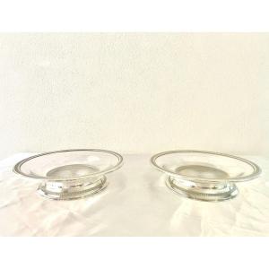 Pair Of Crystal And Sterling Silver Cups 19th Century