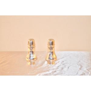 Large Pair Of  Sugar Shakers In Sterling Silver 19th Century