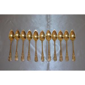 Set Of 11 Silver-gilt Coffee Spoons, Early 19th Century