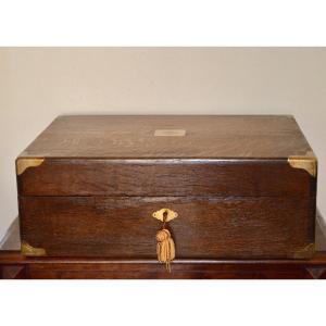 Box/case For Silver Mirror In Oak Signed Auccoc 19th Century 