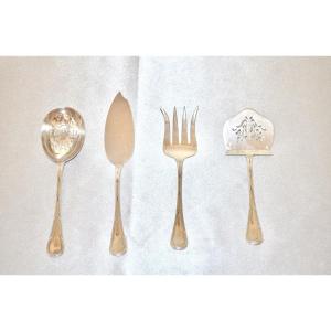 Solid Silver Mignardise Serving Cutlery, Late 19th Century 