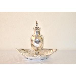 Ewer And Its Basin In Solid Silver, Late 18th Century, Paris 1er Coq 