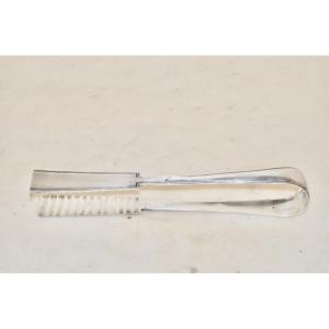 Large Asparagus Tongs In Solid Silver, Early 19th Century
