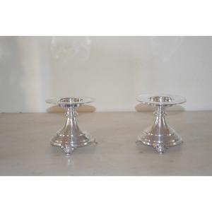 Pair Of Napoleon III Solid Silver Cup Stands