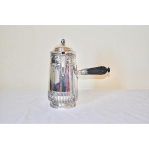 Odiot, Solid Silver Chocolate Pot, 19th Century 