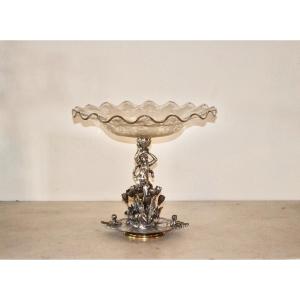 Important Art Nouveau Bronze And Crystal Centerpiece By Alphonse Giroux 