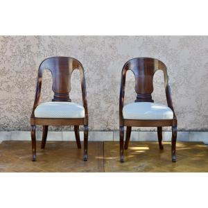 Pair Of Mahogany Gondola Chairs From The Restoration Period 