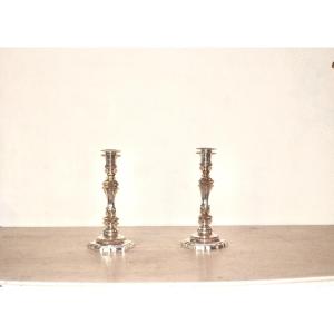 Pair Of Solid Silver Candlesticks By Odiot 