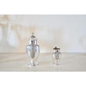 Large 19th-century Solid Silver Teapot And Milk Jug