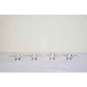 Suite Of 4 Solid Silver Salad Servers, Late 19th Century