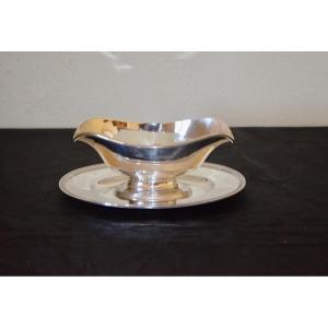 Sauce Boat In Solid Silver 19th Century By Hénin