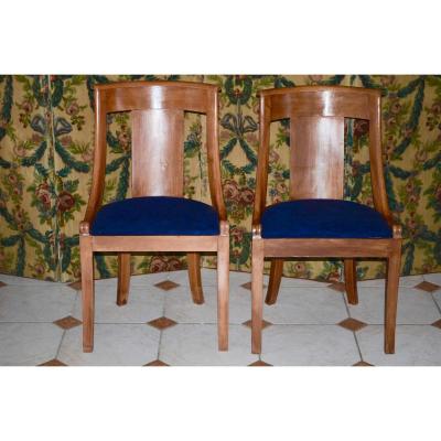 Pair Of Gondola Chairs Restoration Period In Cherry