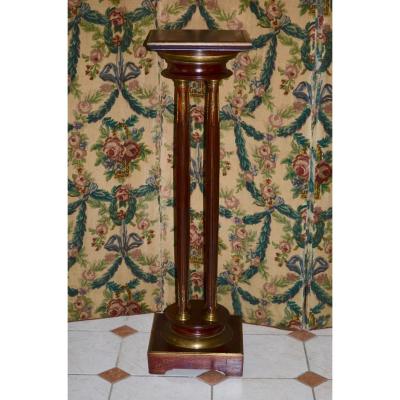 Bolster / Column Mahogany And Bronze 19th Century