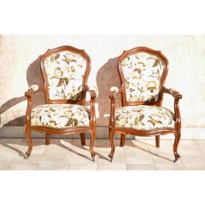 Pair Of Armchairs In Mahogany 19th Century