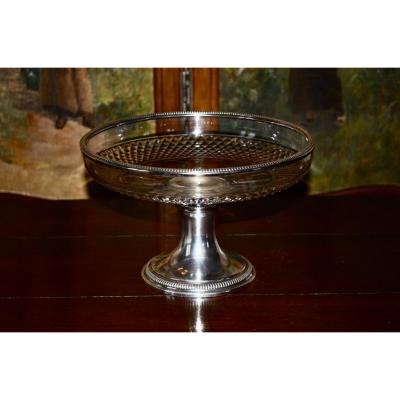 Fruit Bowl In Sterling Silver And Crystal Late 19th Century