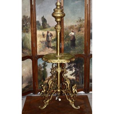 Floor Lamp In Gilt Bronze With "putti" Of Napoleon III Period