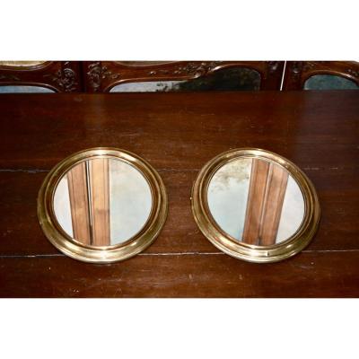 Pair Of Mirror In Golden Brass XIXth Century