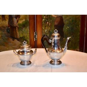 Jug And Sugar Bowl In Sterling Silver By Victor Boivin