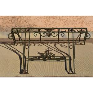 Large Wrought Iron Console Louis XVI Style Late 19th Century