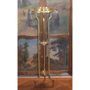 Bolster / Plant Holder In Athenian In Golden Brass Early 20th Century