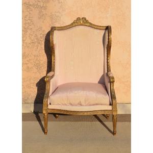 Large Bergere With Ears In Golden Wood Napoleon III